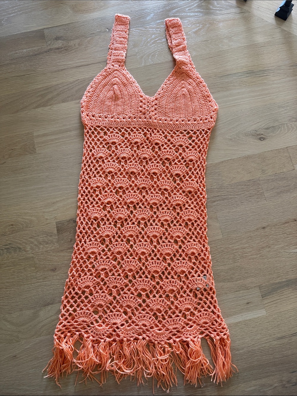 Surf Gypsy Peach Crochet Swim Coverup Dress